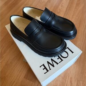 Loewe Classic Black Blaze Leather Loafers